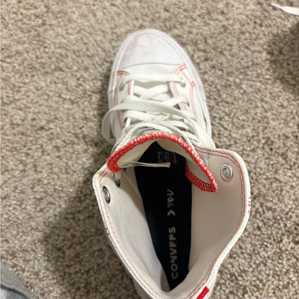 Converse White Platforms with Red Heart Accent - Picture 6 of 9